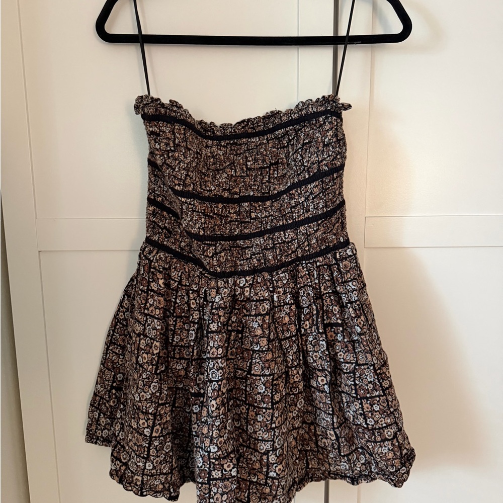 Free People Bali Checked Out Floral Romper